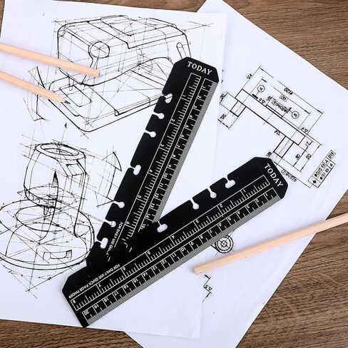 4 Pcs Bookmark Rulers, Black Plastic Page Marker Divider Pagefinder Measuring Today Ruler for A5 Size 7-Hole Binder Notebook(Black) in Saudi Arabia