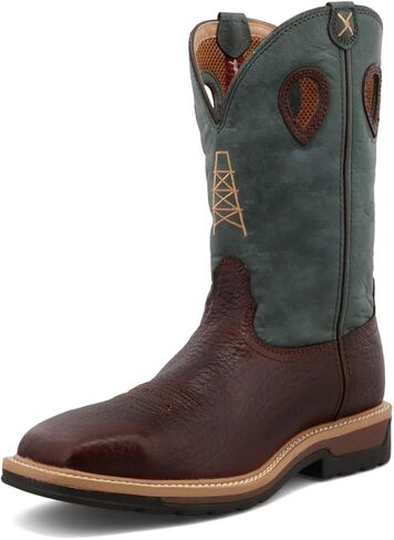 حذاء Twisted X للرجال مقاس 12 بوصة للعمل الغربي، بمقدمة مربعة من خليط معدني، بني وأحمر فلاش، 10 EE in Kuwait