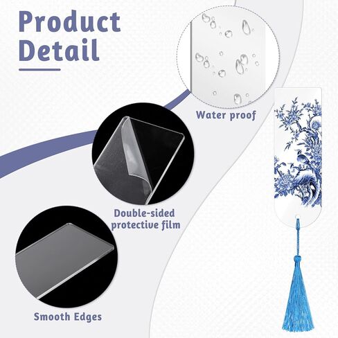 80 PCS 2MM Clear Acrylic Bookmark Blanks, 6" x 2" Extra Thick Semicircle Clear Bookmark Plastic Blank with 40 pcs Colorful Tassels Transparent Rectangle Round Bookmarks for DIY Crafting Projects in Kuwait