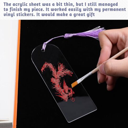 80 PCS 2MM Clear Acrylic Bookmark Blanks, 6" x 2" Extra Thick Semicircle Clear Bookmark Plastic Blank with 40 pcs Colorful Tassels Transparent Rectangle Round Bookmarks for DIY Crafting Projects in Kuwait