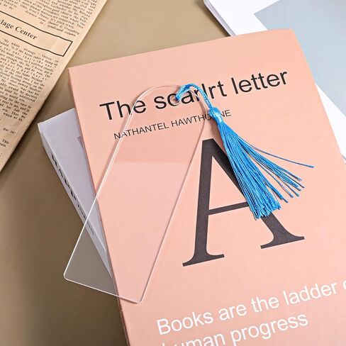 80 PCS 2MM Clear Acrylic Bookmark Blanks, 6" x 2" Extra Thick Semicircle Clear Bookmark Plastic Blank with 40 pcs Colorful Tassels Transparent Rectangle Round Bookmarks for DIY Crafting Projects in Kuwait