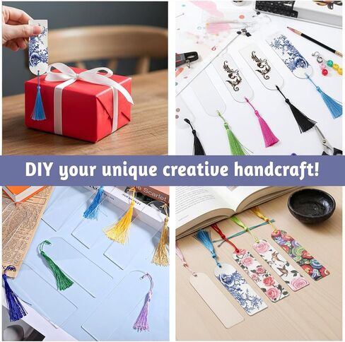 80 PCS 2MM Clear Acrylic Bookmark Blanks, 6" x 2" Extra Thick Semicircle Clear Bookmark Plastic Blank with 40 pcs Colorful Tassels Transparent Rectangle Round Bookmarks for DIY Crafting Projects in Kuwait