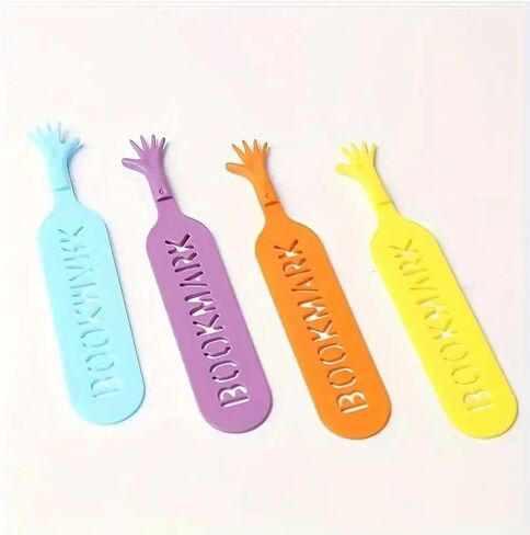 4-Pack Creative Finger Bookmarks – Colorful Mixed PP Page Markers, Ideal for Tracking Reading Progress with Style in Saudi Arabia