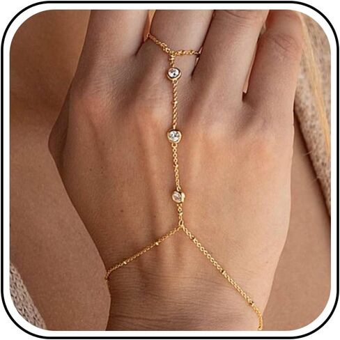 Gold Bracelets for Women,Hand Chain Ring Bracelet Bracelet Ring Hand Chain Non Tarnish Hand Jewelry for Women Dainty Bracelets Set for Women in Kuwait