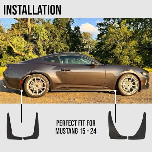 NO Drill Mud Flap for Mustang 2015-2025, Splash Guard for Mustang 2015, 2016, 2017, 2018, 2019, 2020, 2021, 2022, 2023, 2024, 2025,Black in Saudi Arabia