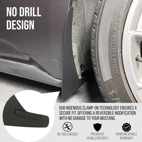NO Drill Mud Flap for Mustang 2015-2025, Splash Guard for Mustang 2015, 2016, 2017, 2018, 2019, 2020, 2021, 2022, 2023, 2024, 2025,Black in Saudi Arabia