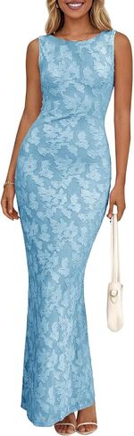 Wenrine Womens Summer Floral Maxi Dress Mesh Sleeveless Tank Dresses Slit Bodycon Party Cocktail Wedding Guest Dress in Saudi Arabia