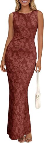 Wenrine Womens Summer Floral Maxi Dress Mesh Sleeveless Tank Dresses Slit Bodycon Party Cocktail Wedding Guest Dress in Saudi Arabia