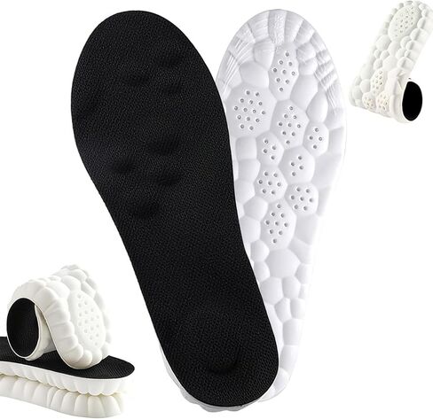 Steppers Insoles for Men and Women,4D Cloud Insoles,Memory Foam Insoles,Breathable Massage Cushion Shoe Inserts with Arch Support-Trim to Fit All Shoe Types(1Pair-Black, Men 11-12/Women 12.5-13.5) in Saudi Arabia