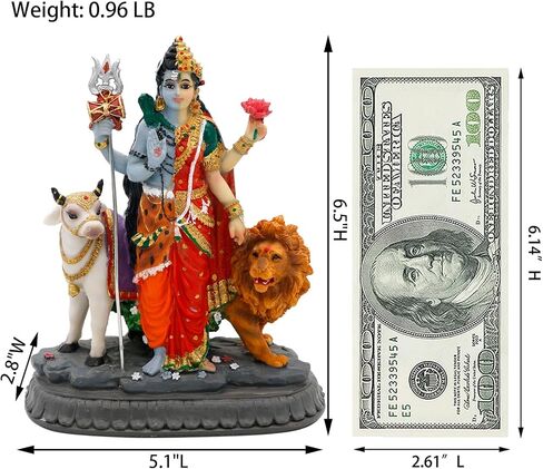 alikiki Hindu Shiva Shakti Statue – 6.5"H Indian God Idol Lord Shiva Murti Item Home Office Temple Mandir Shrine Altar Pooja Decor India Diwali Puja Gifts for Friends Relative in Saudi Arabia