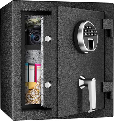 صندوق أمان مقاوم للحريق بيومتري من WASJOYE - 1.8 قدم مكعب آمن لبصمة الإصبع مع قفل لوحة المفاتيح الرقمية ونظام إنذار منفذ من النوع C، مقاوم للماء للحريق للمنزل والمكتب والفنادق والمجوهرات وتخزين النقود in Kuwait