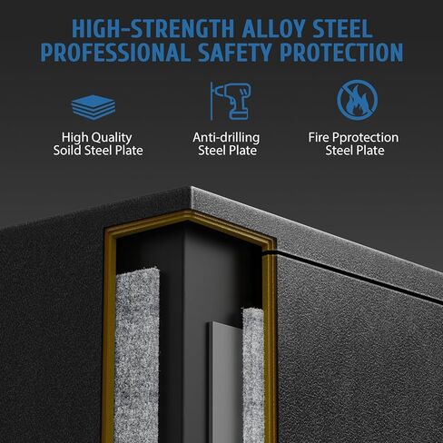 صندوق أمان مقاوم للحريق بيومتري من WASJOYE - 1.8 قدم مكعب آمن لبصمة الإصبع مع قفل لوحة المفاتيح الرقمية ونظام إنذار منفذ من النوع C، مقاوم للماء للحريق للمنزل والمكتب والفنادق والمجوهرات وتخزين النقود in Kuwait