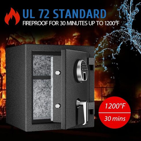 صندوق أمان مقاوم للحريق بيومتري من WASJOYE - 1.8 قدم مكعب آمن لبصمة الإصبع مع قفل لوحة المفاتيح الرقمية ونظام إنذار منفذ من النوع C، مقاوم للماء للحريق للمنزل والمكتب والفنادق والمجوهرات وتخزين النقود in Kuwait
