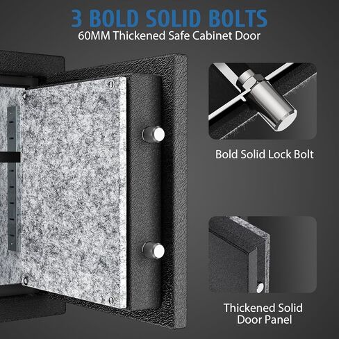 صندوق أمان مقاوم للحريق بيومتري من WASJOYE - 1.8 قدم مكعب آمن لبصمة الإصبع مع قفل لوحة المفاتيح الرقمية ونظام إنذار منفذ من النوع C، مقاوم للماء للحريق للمنزل والمكتب والفنادق والمجوهرات وتخزين النقود in Kuwait