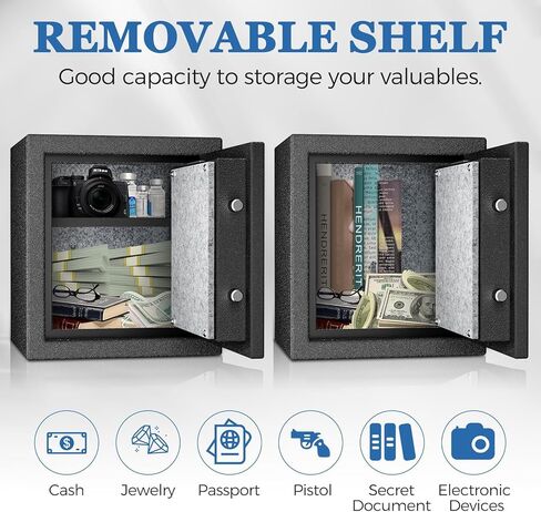 صندوق أمان مقاوم للحريق بيومتري من WASJOYE - 1.8 قدم مكعب آمن لبصمة الإصبع مع قفل لوحة المفاتيح الرقمية ونظام إنذار منفذ من النوع C، مقاوم للماء للحريق للمنزل والمكتب والفنادق والمجوهرات وتخزين النقود in Kuwait