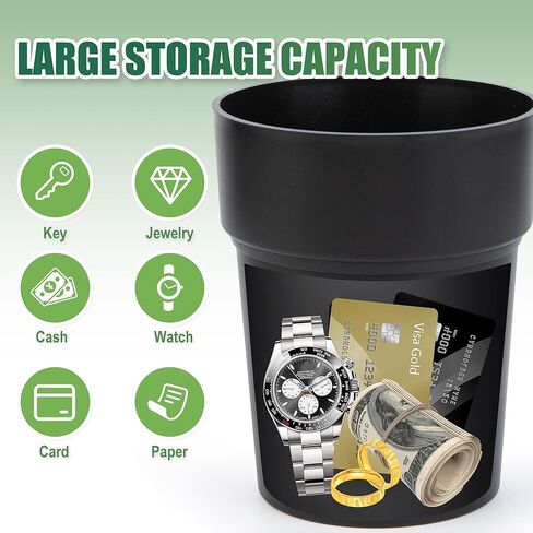 Bargifts Black Flower Pot Diversion Safe, Secret Storage Hidden Safe Box Keep Your Valuables Safe Like Money, Keys, and Jewelry- Plants Not Include in Saudi Arabia