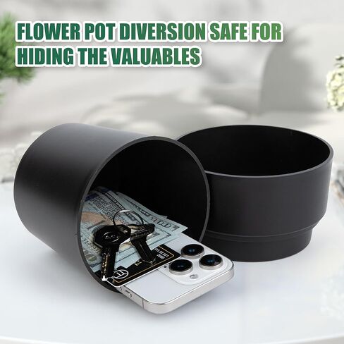 Bargifts Black Flower Pot Diversion Safe, Secret Storage Hidden Safe Box Keep Your Valuables Safe Like Money, Keys, and Jewelry- Plants Not Include in Saudi Arabia