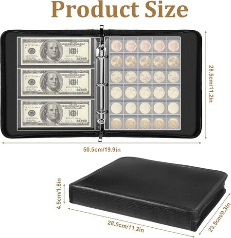 حامل كتب مجموعة العملات المعدنية لهواة الجمع، ألبوم مجموعة العملات المعدنية 400 جيب و36 منظم عملات ورقية حافظة تخزين عملات معدنية متعددة الأحجام للعملات المعدنية والعملات والبنسات والطوابع والشارات in Kuwait