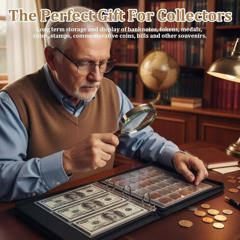 حامل كتب مجموعة العملات المعدنية لهواة الجمع، ألبوم مجموعة العملات المعدنية 400 جيب و36 منظم عملات ورقية حافظة تخزين عملات معدنية متعددة الأحجام للعملات المعدنية والعملات والبنسات والطوابع والشارات in Kuwait