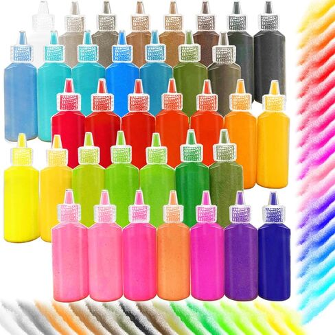 36 Colors Art Sand,DIY Arts and Crafts Sand Kit,Scenic Sand Kits for Kid's Painting,DIY Drawing,Wedding Decoration,Vase Glass Sand,1.25oz Bottles,36pack in Kuwait