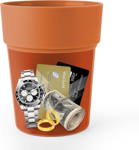 صندوق آمن لتحويل وعاء الزهور الأسود من Bargifts، صندوق آمن مخفي للتخزين السري يحافظ على مقتنياتك الثمينة آمنة مثل المال والمفاتيح والمجوهرات - لا تتضمن النباتات in Kuwait