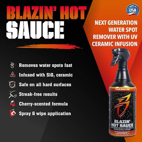 Bling Sauce Blazin' Hot Sauce، مزيل بقع الماء العسر من المستوى التالي، 32 أونصة in Kuwait