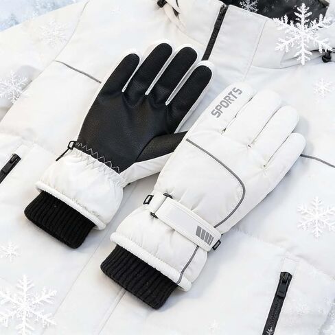 White Winter Ski Gloves,Touchscreen Waterproof and Insulated Snow Gloves,Warm and Durable Skiing Gloves for Men and Women for Skiing,Snowboarding and Winter Sports in Saudi Arabia