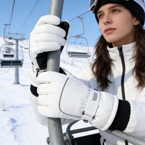 White Winter Ski Gloves,Touchscreen Waterproof and Insulated Snow Gloves,Warm and Durable Skiing Gloves for Men and Women for Skiing,Snowboarding and Winter Sports in Saudi Arabia
