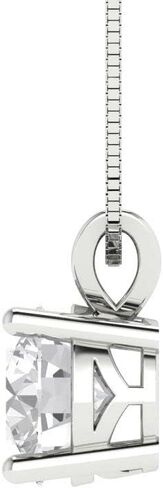 Clara Pucci 14K White Gold Plated Solitaire 16" Box-Chain Necklace - Sterling Silver 1ct Round Cut Diamond Pendant in Saudi Arabia
