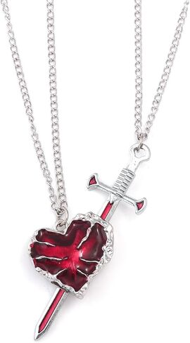 Heart and Sword Couple Necklace Set - Matching Necklace for Couples - Valentine's Day Romantic Lovers Jewelry Gift in Saudi Arabia