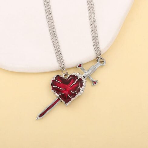 Heart and Sword Couple Necklace Set - Matching Necklace for Couples - Valentine's Day Romantic Lovers Jewelry Gift in Saudi Arabia