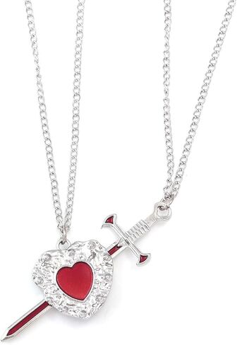 Heart and Sword Couple Necklace Set - Matching Necklace for Couples - Valentine's Day Romantic Lovers Jewelry Gift in Saudi Arabia