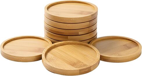 10 Pcs Round Bamboo Coasters 3.7 Inch, Blank Mats for Crafts — DIY Mosaic Tile Base, Small Indoor Plant Coasters, Reusable Eco-Friendly Design in Saudi Arabia