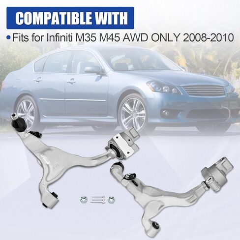 AWD Front Lower Control Arm Kit compatible with Infiniti M35 M45 AWD 2008-2010 Left Driver Side and Right Passenger Side Lower Transverse Link Replace# 54500EJ72A 54501EJ72A 54500-EJ72A 54501-EJ72A in Kuwait