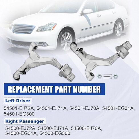 AWD Front Lower Control Arm Kit compatible with Infiniti M35 M45 AWD 2008-2010 Left Driver Side and Right Passenger Side Lower Transverse Link Replace# 54500EJ72A 54501EJ72A 54500-EJ72A 54501-EJ72A in Kuwait