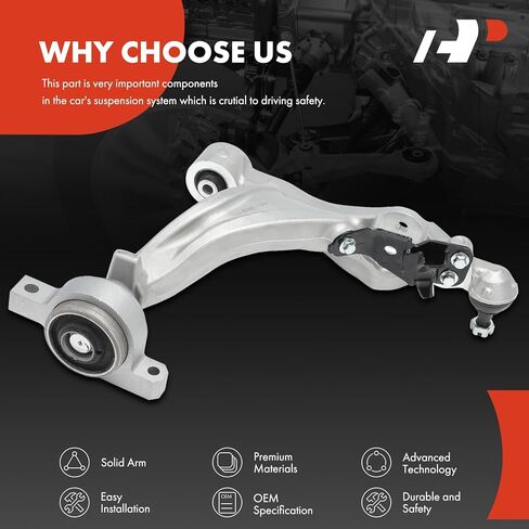 A-Premium Front Left Lower Control Arm, with Ball Joint & Bushing, Compatible with Infiniti M35h 2012-2013, M37 2011-2013, M56 2011-2013, Q70 2014-2019, Q70L 2015-2019, RWD Only in Saudi Arabia