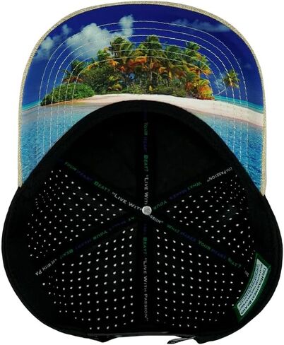 Beach Hat - Baseball Hat Fit - Cream Hemp/Black - Laser Mesh in Saudi Arabia