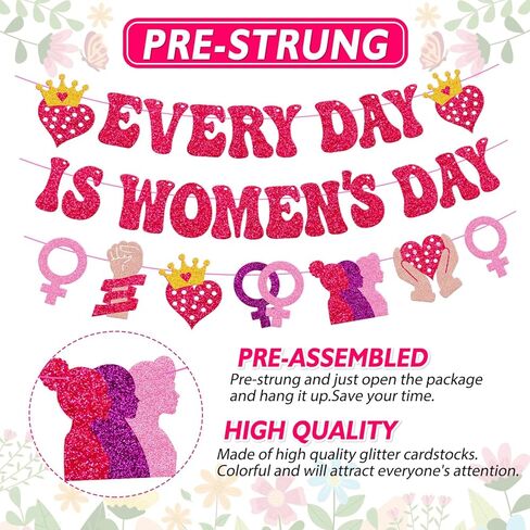 Every Day is Women’s Day Banner Women’s History Month Decorations International Womens Day Décor Celebrating Womens Achievements Feminist Celebration Party Supplies in Kuwait