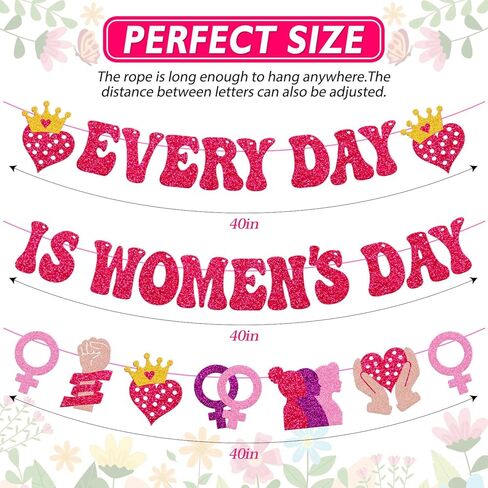 Every Day is Women’s Day Banner Women’s History Month Decorations International Womens Day Décor Celebrating Womens Achievements Feminist Celebration Party Supplies in Kuwait