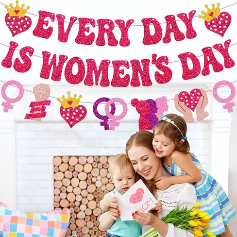 Every Day is Women’s Day Banner Women’s History Month Decorations International Womens Day Décor Celebrating Womens Achievements Feminist Celebration Party Supplies in Kuwait