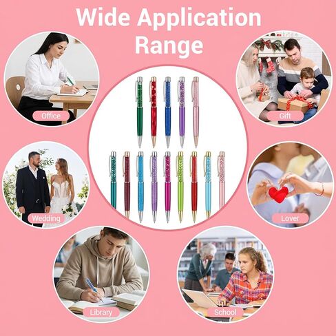 20 Pcs Bling Rhinestone Pens Colorful Metal Ballpoint Diamond Pens Fancy Sparkly Crystal Press Retractable Black Ink 1mm for Women Office Meeting Birthday Weeding Ideal Gifts (10 Colors) in Kuwait