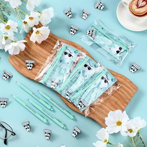 24 Sets/96 Pcs Dental Assistants Week Appreciation Gifts Bulk Dental Hygienist Gifts Tooth Badge Pins Ballpoint Pens Thank You Cards Dentist Assistant Accessories Oral Health Party Favor in Saudi Arabia