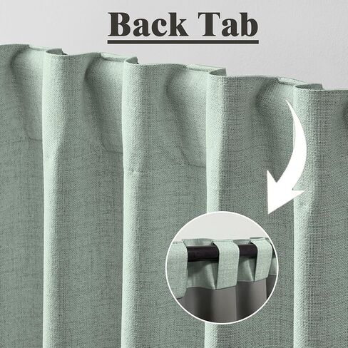 ستائر غرفة النوم MISS SELECTEX ستائر التعتيم الخضراء المريمية 63 بوصة ستائر التعتيم، فاخرة 100% معتمة من الكتان الحراري ستارة للاحتفاظ بالحرارة لغرفة المعيشة (لوحتان) in Kuwait