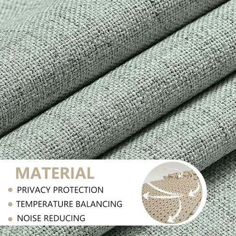 ستائر غرفة النوم MISS SELECTEX ستائر التعتيم الخضراء المريمية 63 بوصة ستائر التعتيم، فاخرة 100% معتمة من الكتان الحراري ستارة للاحتفاظ بالحرارة لغرفة المعيشة (لوحتان) in Kuwait