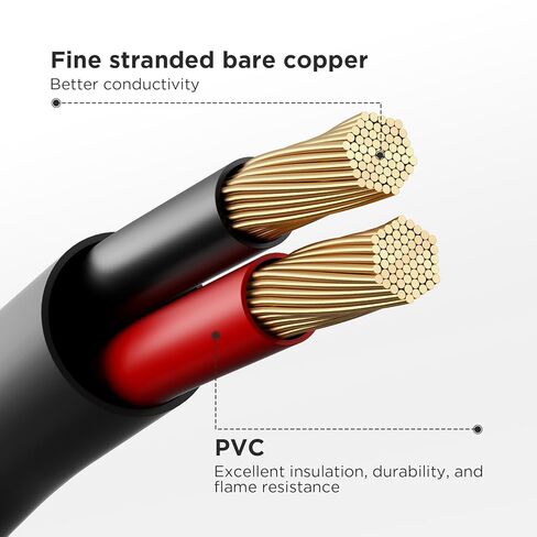 11AWG Solar Battery Cable 8.2FT, Pure Copper 11 Gauge Inverter Cables with 5/16'' Lugs, for Connecting Battery and Charge Controller in Solar Power System in Kuwait