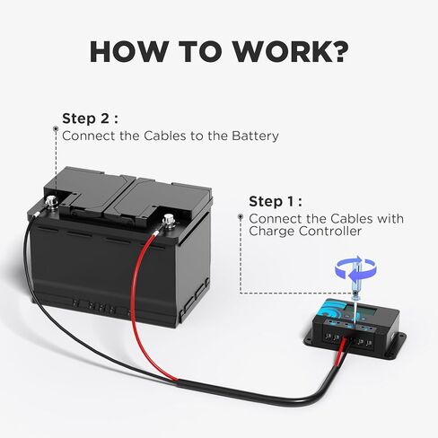 11AWG Solar Battery Cable 8.2FT, Pure Copper 11 Gauge Inverter Cables with 5/16'' Lugs, for Connecting Battery and Charge Controller in Solar Power System in Kuwait