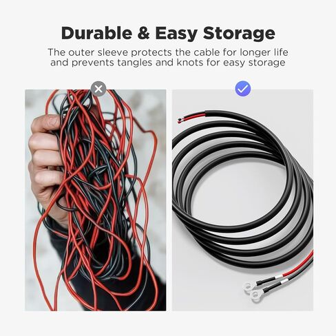 11AWG Solar Battery Cable 8.2FT, Pure Copper 11 Gauge Inverter Cables with 5/16'' Lugs, for Connecting Battery and Charge Controller in Solar Power System in Kuwait