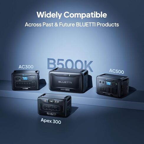 بطارية توسيع BLUETTI B500K لمحطة الطاقة المحمولة AC200L AC300 AC500 AC200MAX، حزمة بطارية LiFePO4 بقدرة 5120 وات في الساعة، مولد شمسي للمنزل والطوارئ وخارج الشبكة (يتضمن كابل التوسيع P090A) in Saudi Arabia
