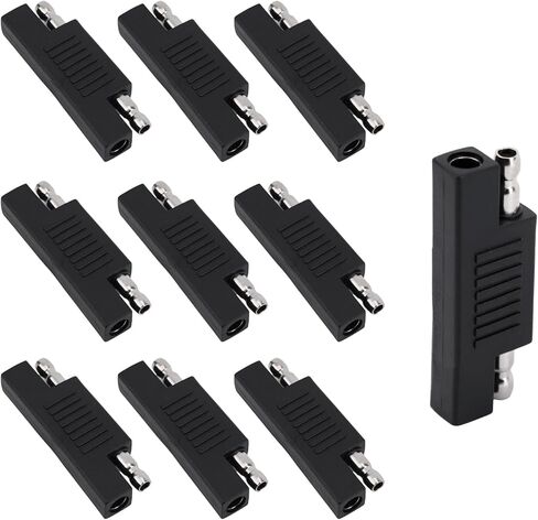 10pcs SAE Polarity Reverse Adapter, PVC Housing & Copper Core Quick Disconnect Connector for Solar Panel Battery Charger & Maintainer Universally for 12V/24V DC Systems (Black) in Kuwait