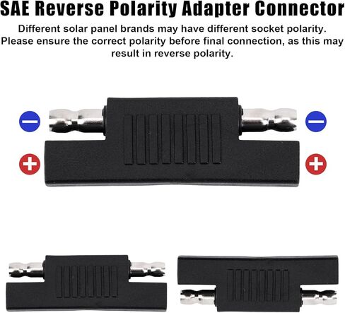 10pcs SAE Polarity Reverse Adapter, PVC Housing & Copper Core Quick Disconnect Connector for Solar Panel Battery Charger & Maintainer Universally for 12V/24V DC Systems (Black) in Kuwait